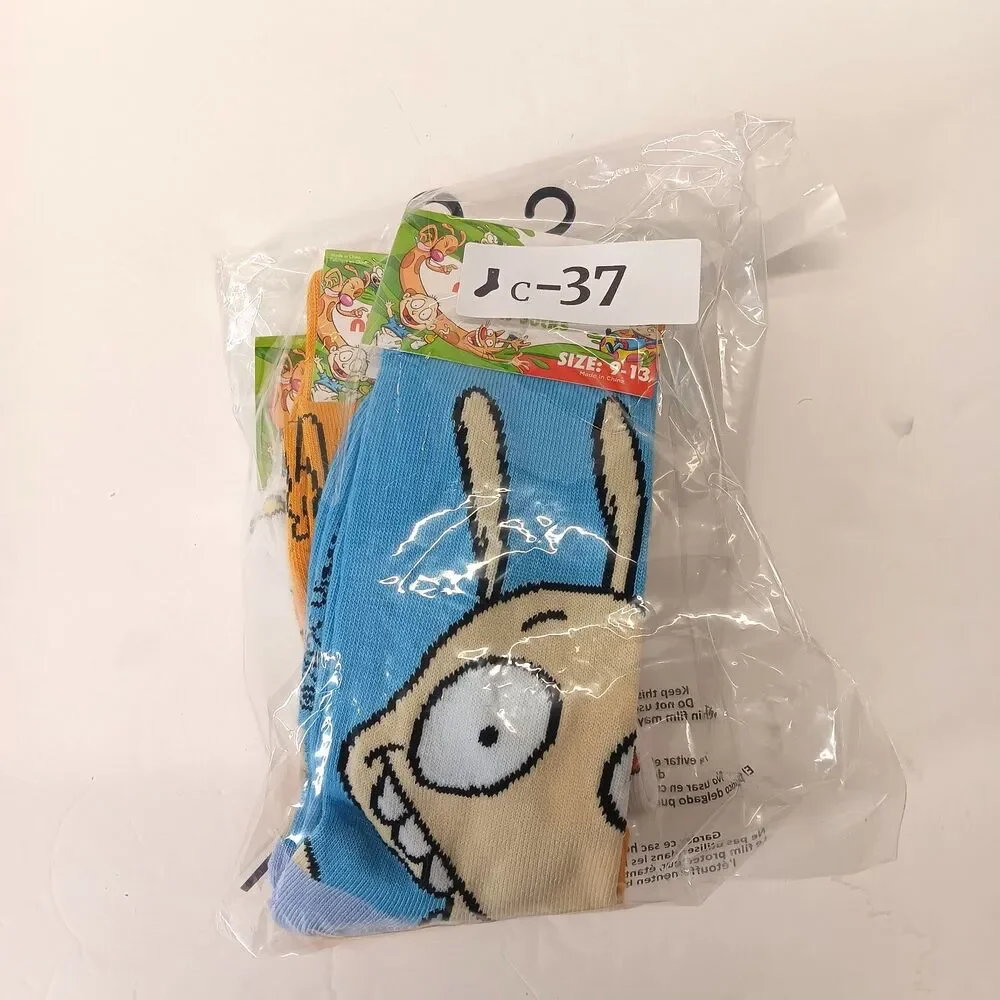 Nickelodeon Rocko's Modern Life CatDog Hey Arnold 3 Pair Mens Crew Socks Sz 6-12